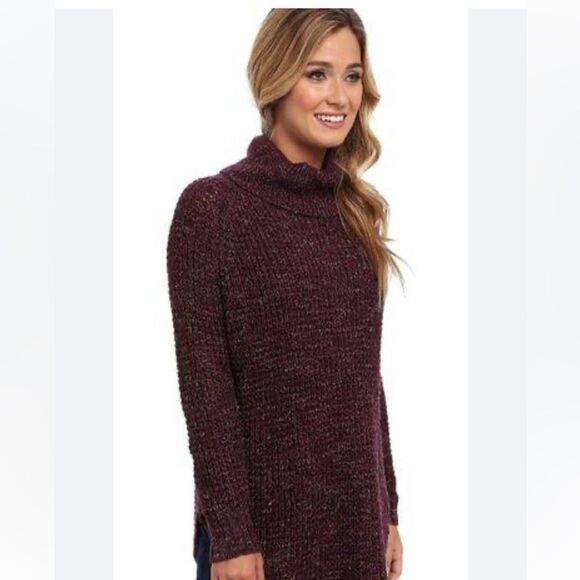 HOST PIC BOHO  Free People Dylan Tweedy Cowl Neck Sweater Plum color SZ M - Picture 3 of 9